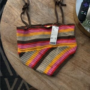 Urban Outfitters size small Striped Multicolor Crochet crop top